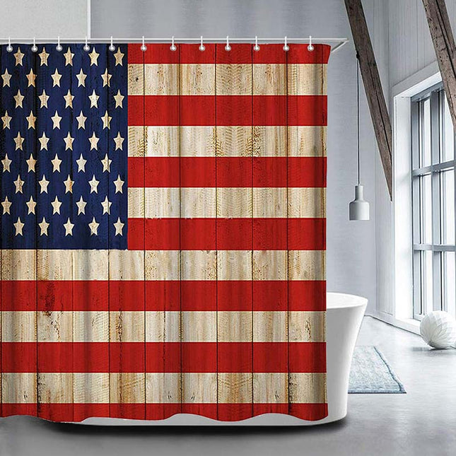 Dusjforheng med amerikansk flagg design