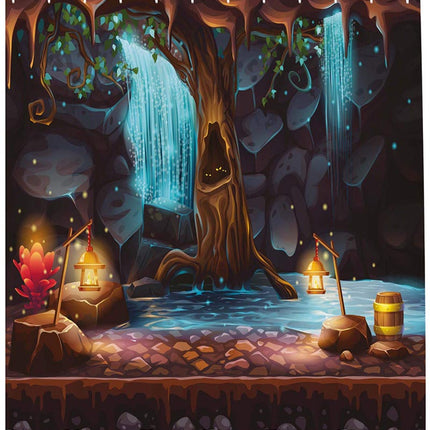 Dusjforheng med magisk tre landskap