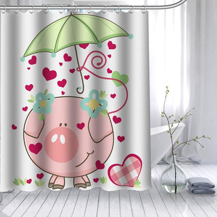 Søtt dusjforheng for barn med gris