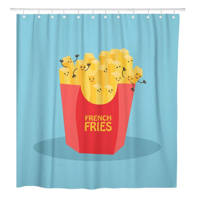 Morsom dusjforheng med pommes frites