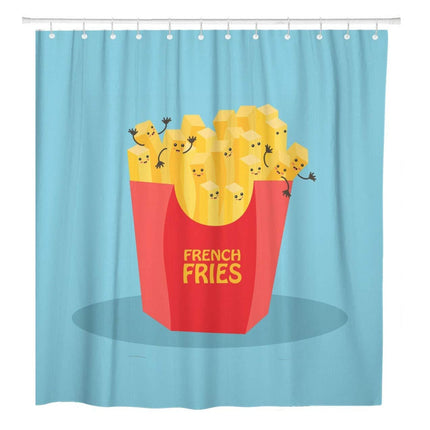 Morsom dusjforheng med pommes frites