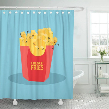 Morsom dusjforheng med pommes frites