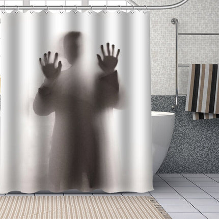 Dusjforheng med mann silhuett motiv