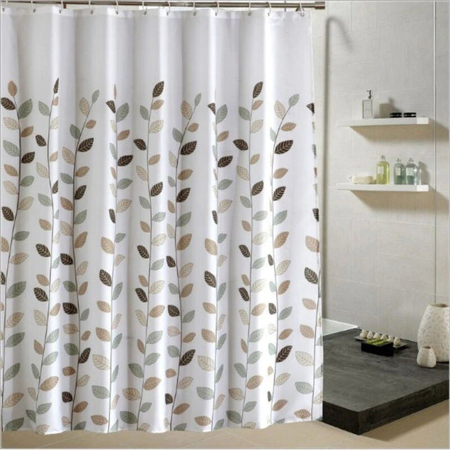 Vanntett dusjforheng med botanisk løvmotiv