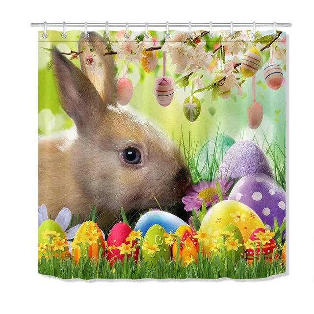 Dusjforheng med søt påskehare motiv