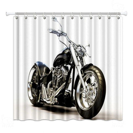 Dusjforheng med stilig motorsykkel motiv