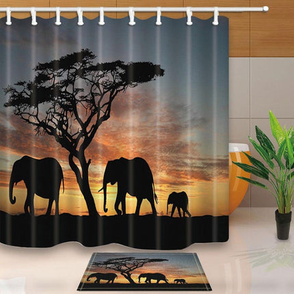 Dusjforheng med afrikansk safari-motiv