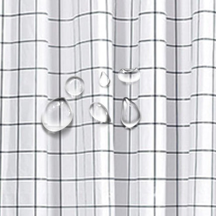 Skandinavisk dusjforheng med rutemønster
