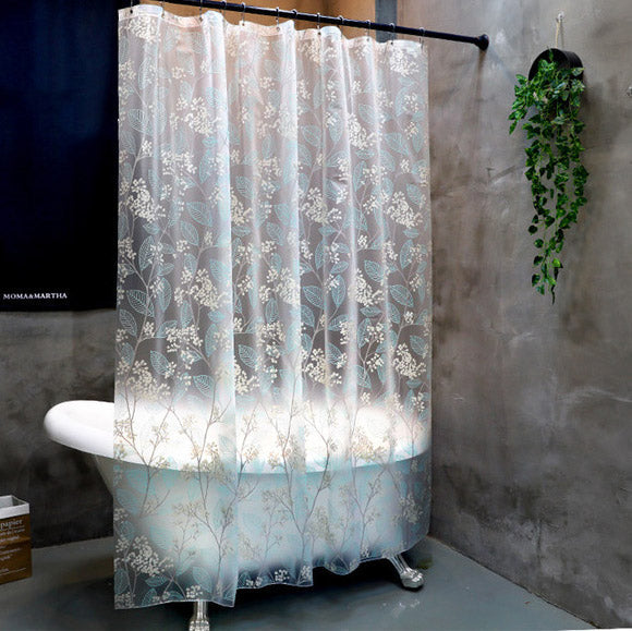 Gjennomsiktig PVC dusjforheng med blomster