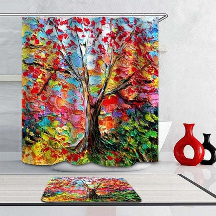 Fargerikt dusjforheng med livets tre