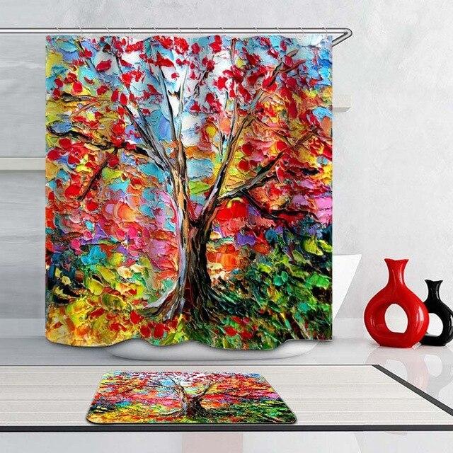 Fargerikt dusjforheng med livets tre