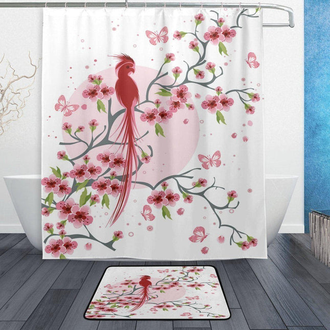 Asiatisk dusjforheng med kirsebærblomster