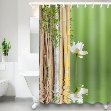 Dusjforheng med bambus og lotusblomst