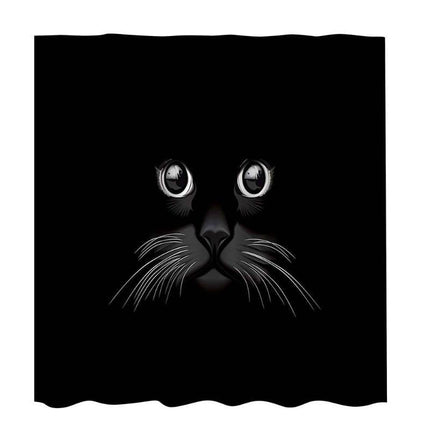 Dusjforheng med svart katt motiv