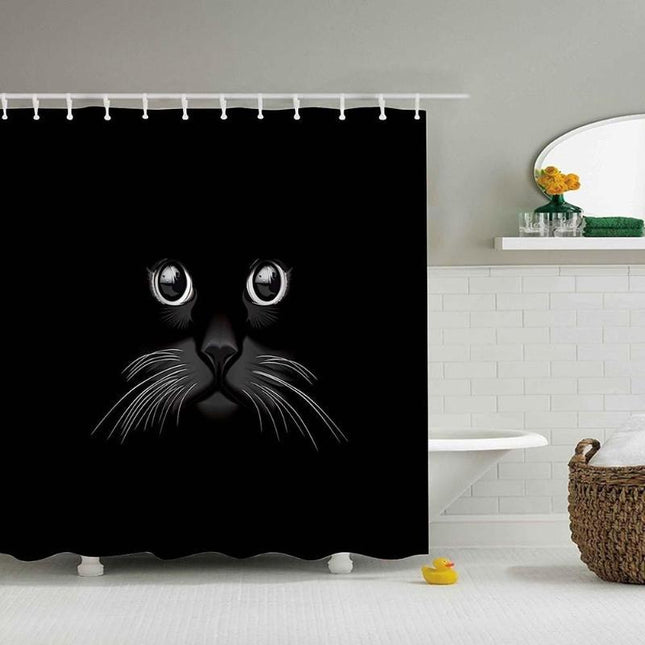 Dusjforheng med svart katt motiv
