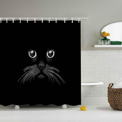 Dusjforheng med svart katt motiv