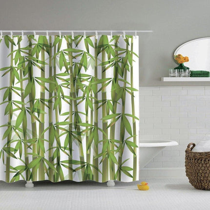 Dusjforheng med grønt bambus motiv