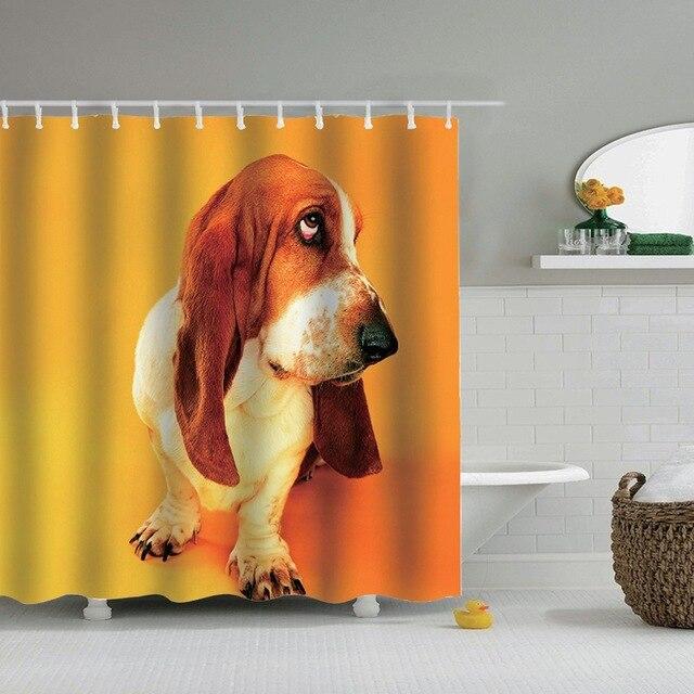 Dusjforheng med Basset Hound hundemotiv