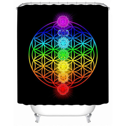 Dusjforheng med livets blomst chakra