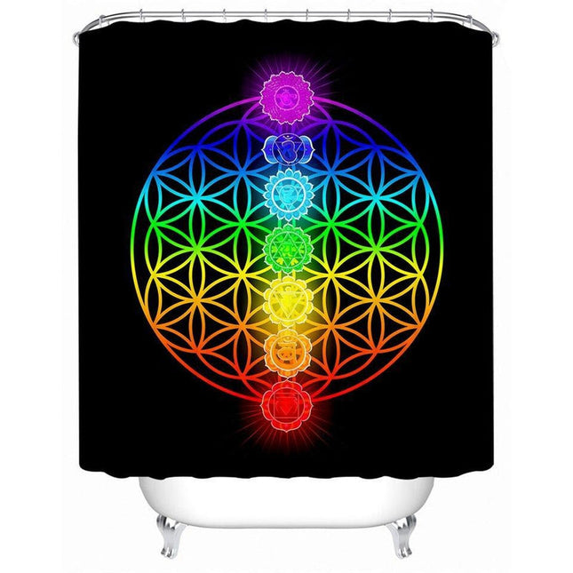 Dusjforheng med livets blomst chakra