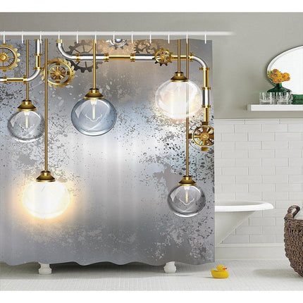 Dusjforheng med industrielt steampunk-design
