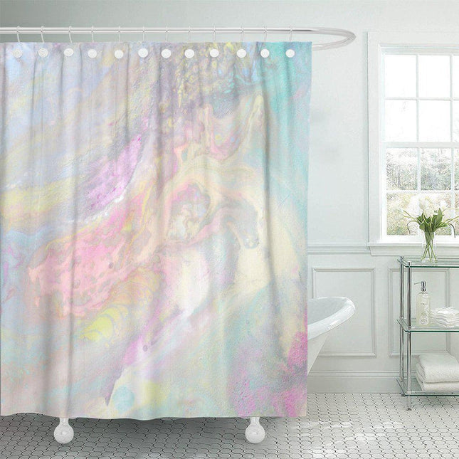Dusjforheng med pastellfarget iriserende mønster