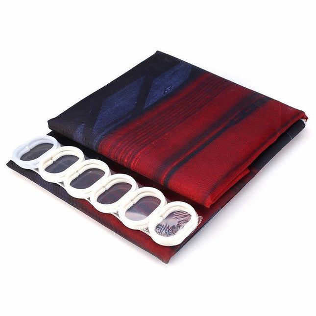 Dusjforheng med rød telefonkiosk i London