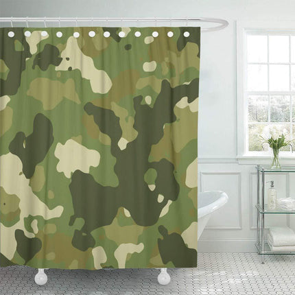Dusjforheng med militær kamuflasje mønster