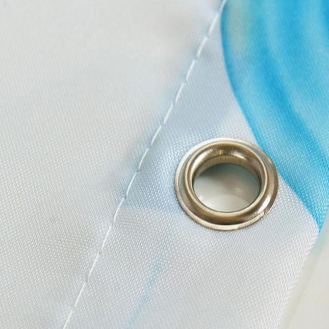 Dusjforheng med blått mosaikkmønster