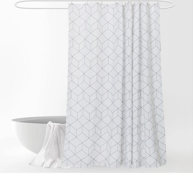 Minimalistisk dusjforheng med geometrisk mønster
