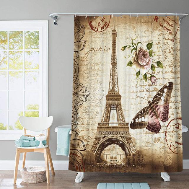 Dusjforheng med vintage Paris-motiv