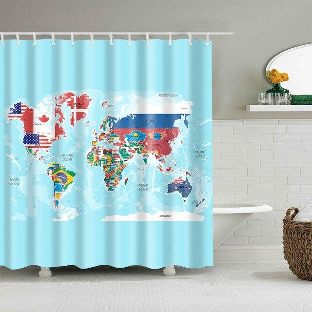 Dusjforheng med verdenskart for barn