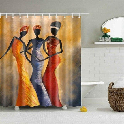 Dusjforheng med afrikansk kunstmotiv