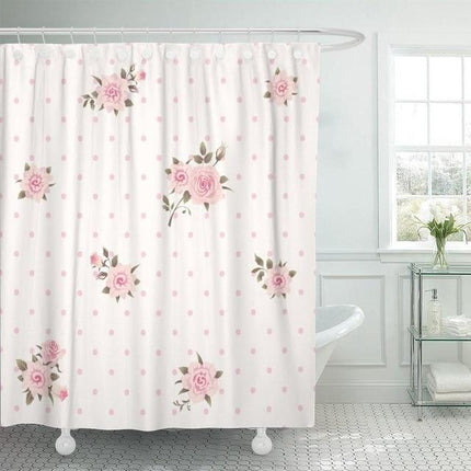 Shabby chic dusjforheng med blomstermotiv