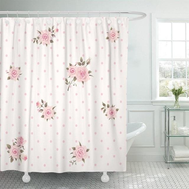 Shabby chic dusjforheng med blomstermotiv