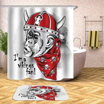 Morsomt dusjforheng med apekatt viking