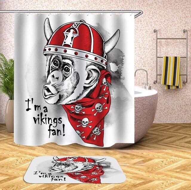 Morsomt dusjforheng med apekatt viking