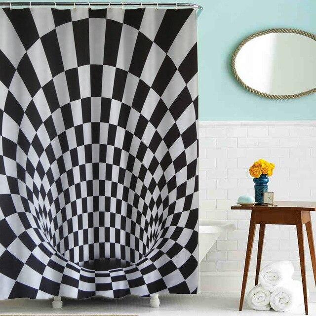 Dusjforheng med optisk illusjon sjakkbrett