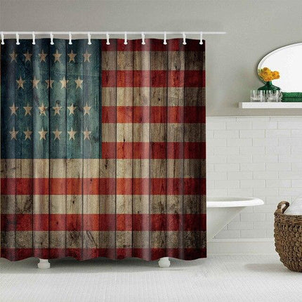 Dusjforheng med motiv av USA-flagget