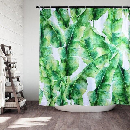 Dusjforheng med botanisk motiv av blader
