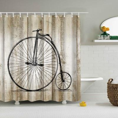 Dusjforheng med retro velosiped design